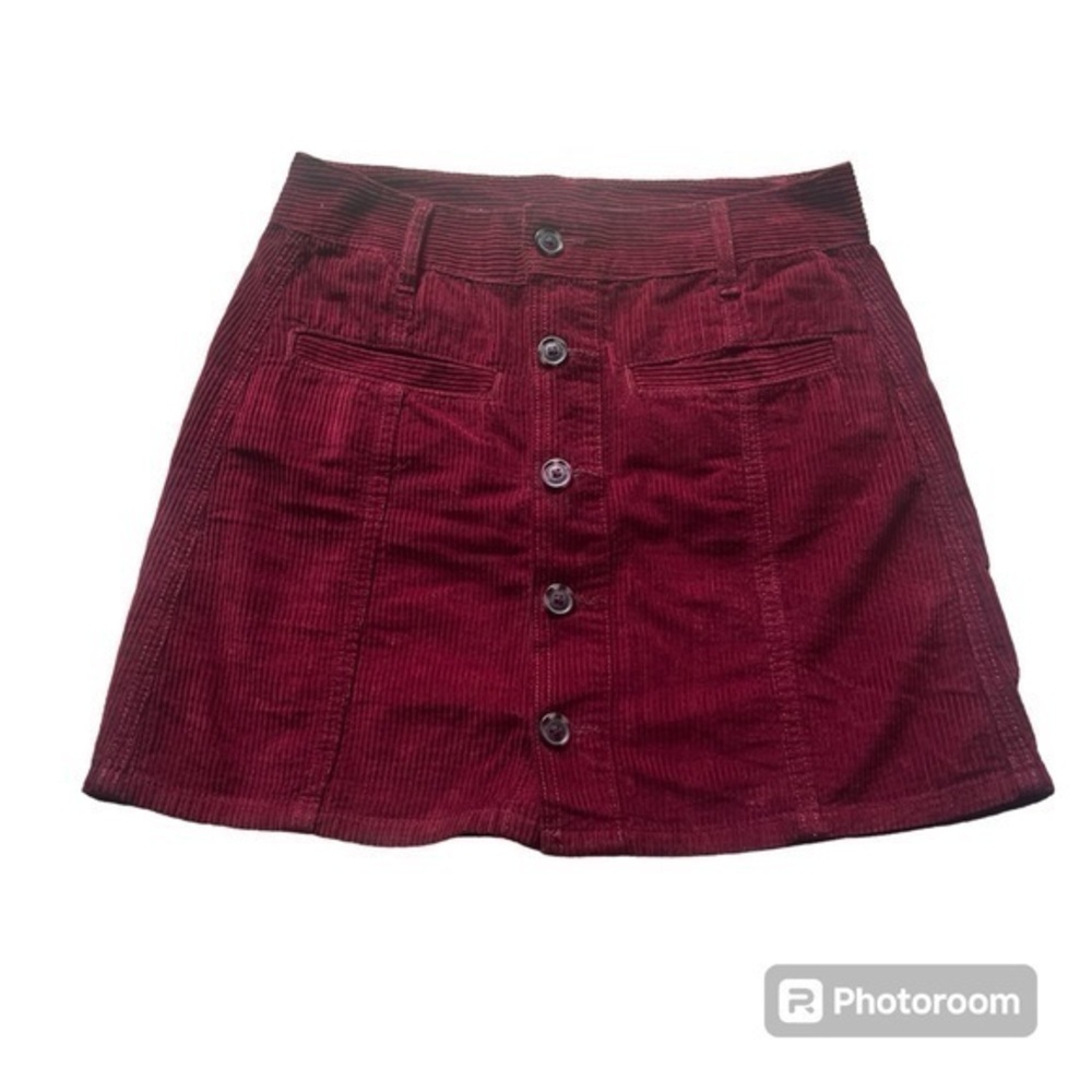 American Eagle burgundy high rise A-line corduroy skirt